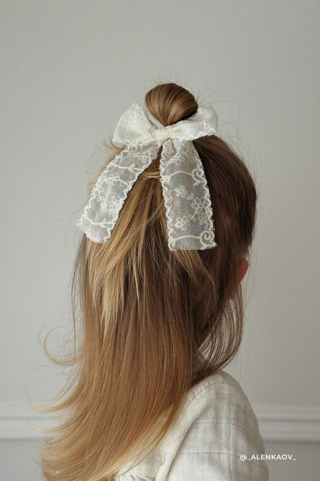 Violette Lace Bow - Star White Childrens Bow from Jamie Kay Australia