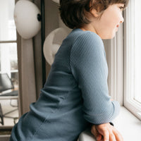Organic Cotton Modal Long Sleeve Henley - Stormy Night Childrens Top from Jamie Kay Australia