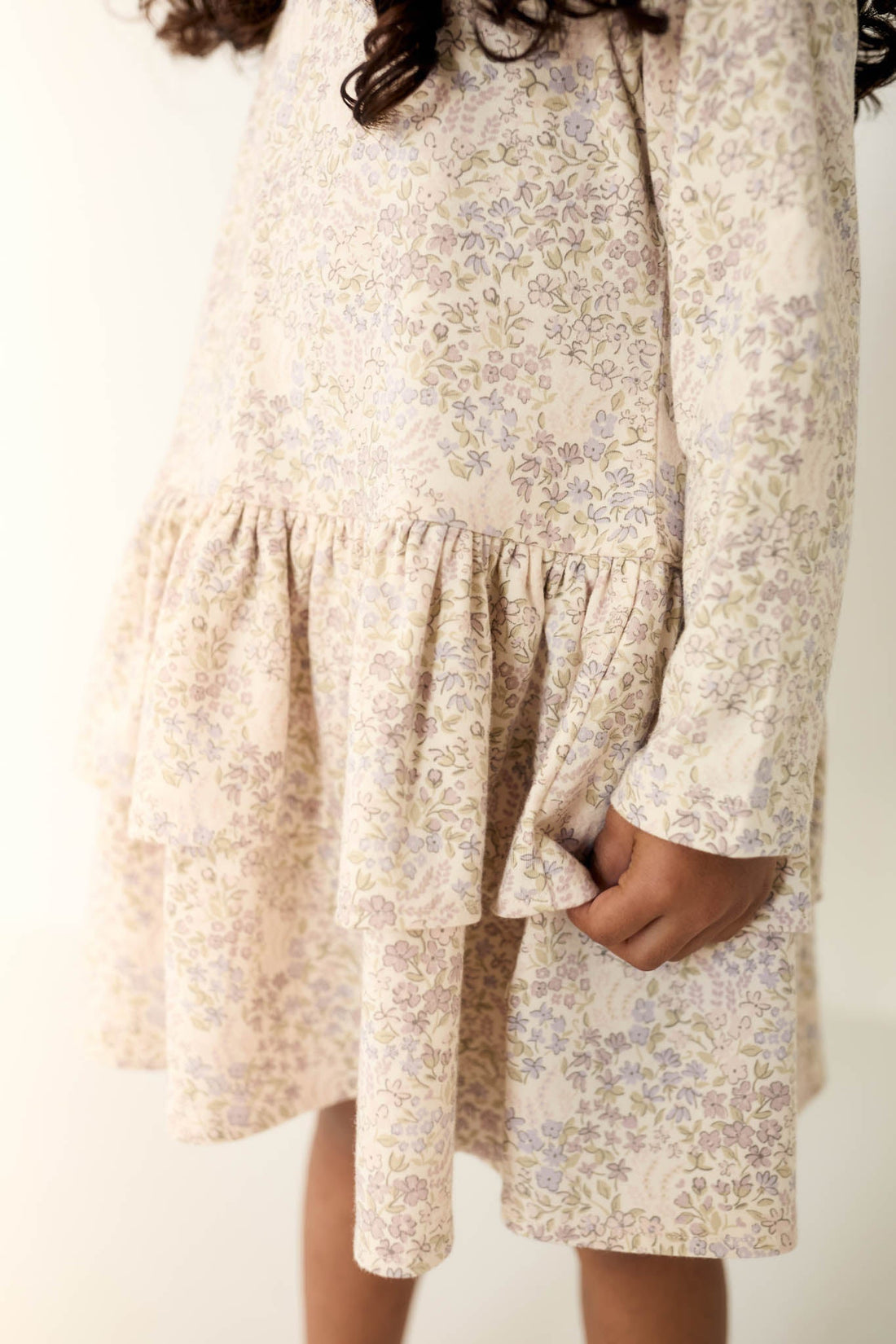 Organic Cotton Fayette Dress - April Floral Mauve Childrens Dress from Jamie Kay Australia