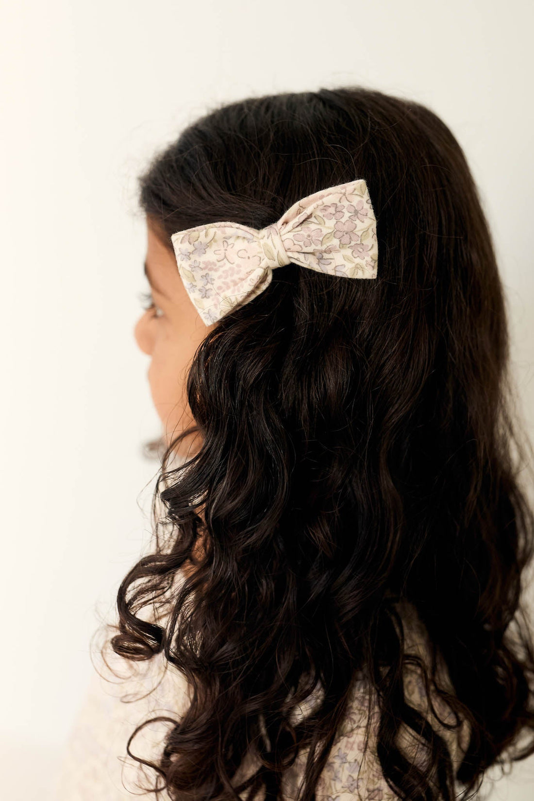 Organic Cotton Bow 2PK - April Floral Mauve Childrens Bow from Jamie Kay Australia