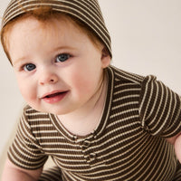 Organic Cotton Modal Marley Beanie - Bear/Cassava Childrens Hat from Jamie Kay Australia