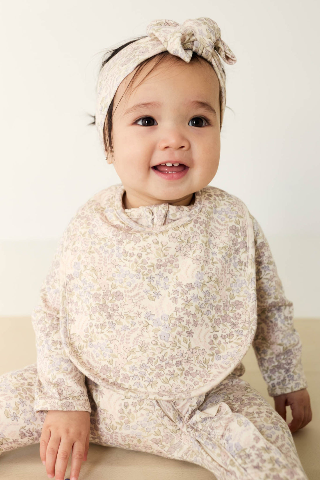 Organic Cotton Bib - April Floral Mauve Childrens Bib from Jamie Kay Australia