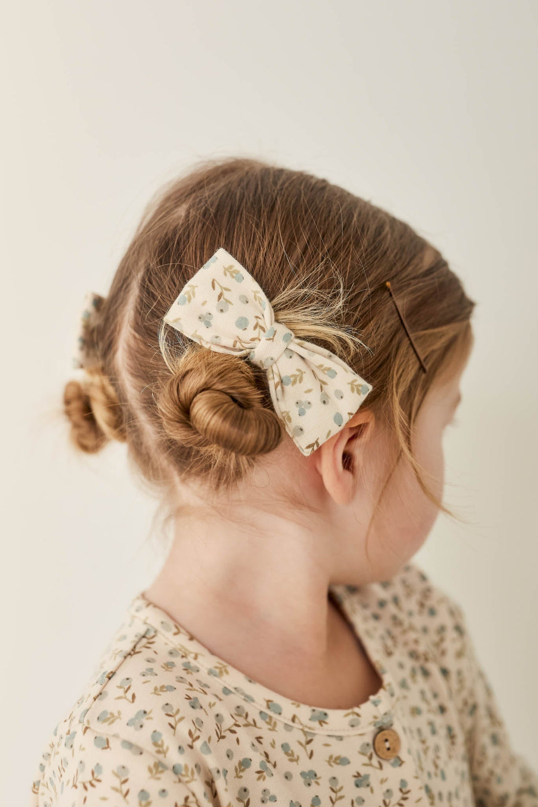 Organic Cotton Bow 2PK - Blueberry Ditsy Childrens Bow from Jamie Kay Australia