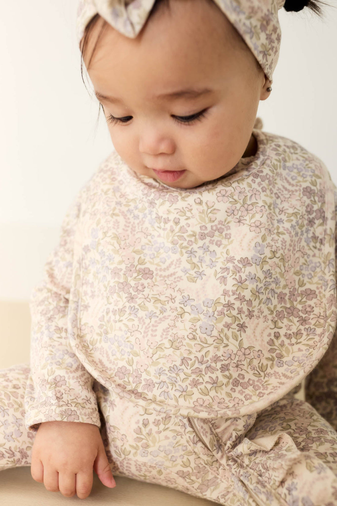 Organic Cotton Bib - April Floral Mauve Childrens Bib from Jamie Kay Australia