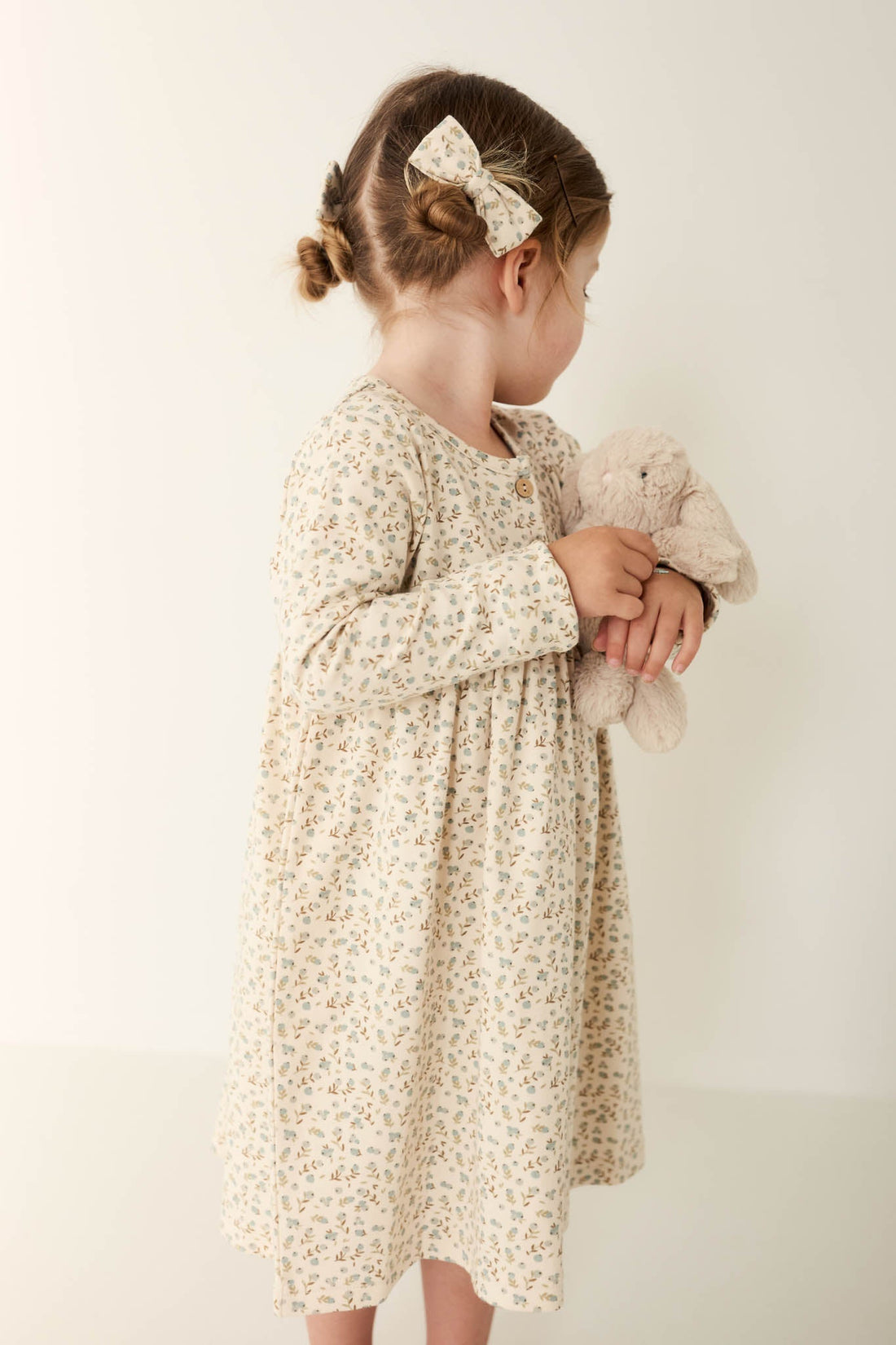 Organic Cotton Bow 2PK - Blueberry Ditsy Childrens Bow from Jamie Kay Australia