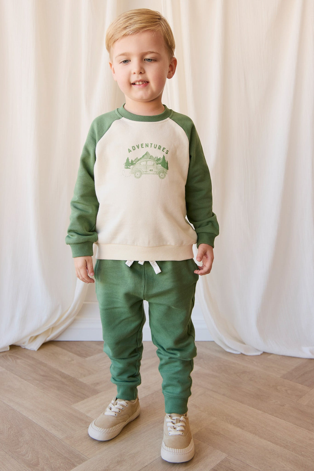 Organic Cotton Dominic Track Pant - Snow Pea Childrens Pant from Jamie Kay Australia