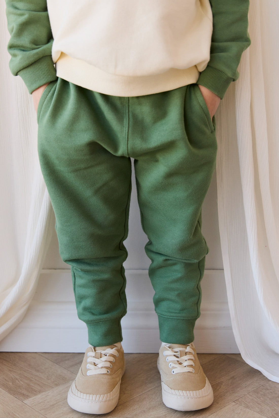 Organic Cotton Dominic Track Pant - Snow Pea Childrens Pant from Jamie Kay Australia