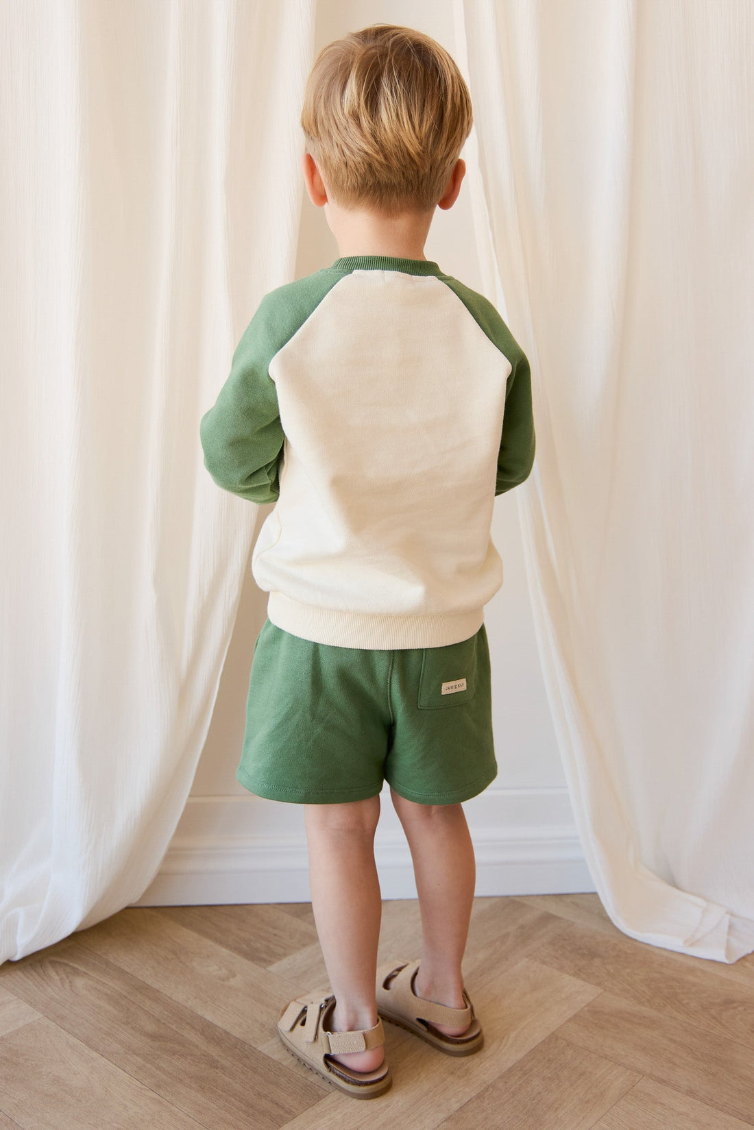 Organic Cotton Alden Sweatshirt - Adventure Buggy Snow Pea Childrens Top from Jamie Kay Australia