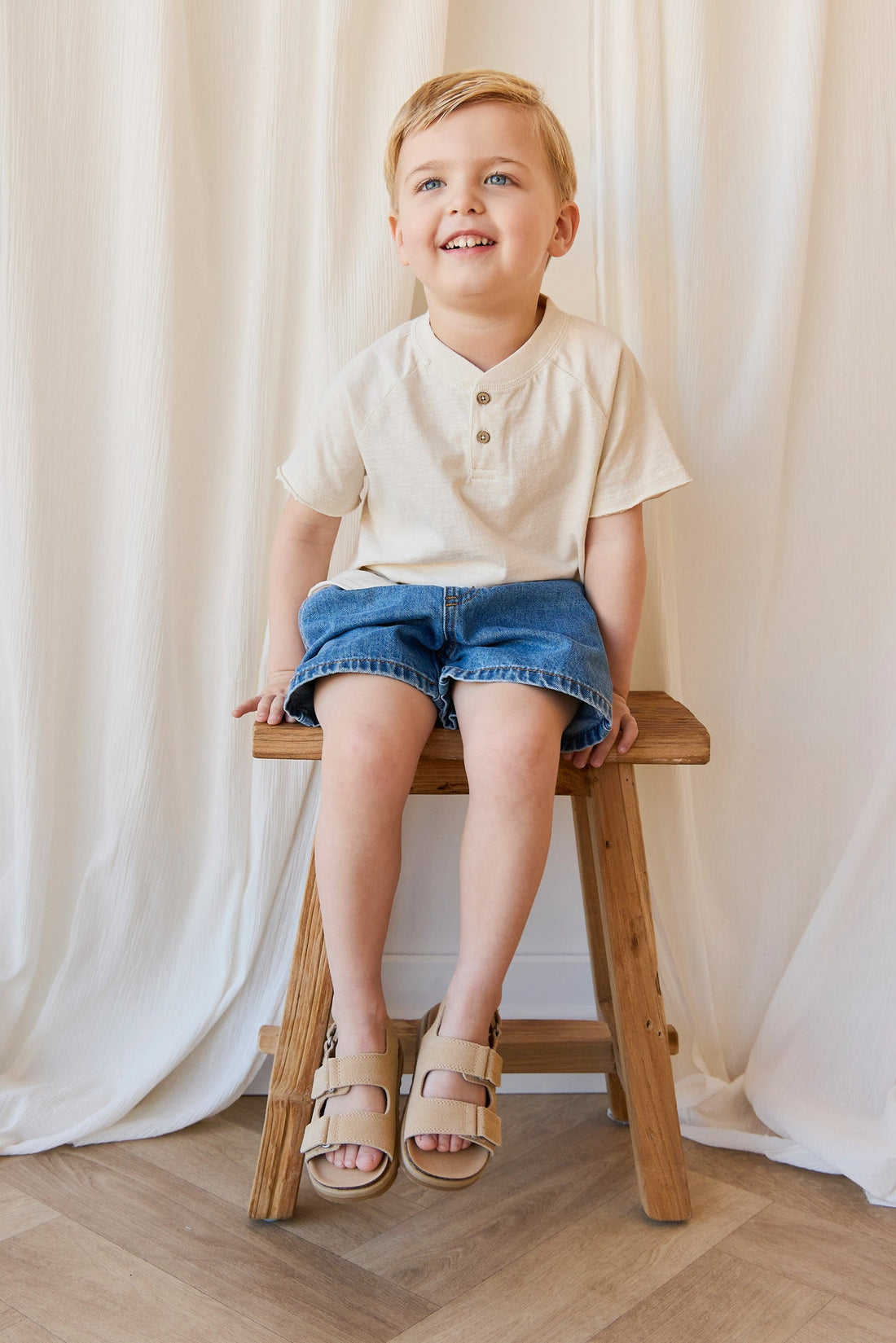 Organic Cotton Lewis Tee - Parchment Childrens Top from Jamie Kay Australia