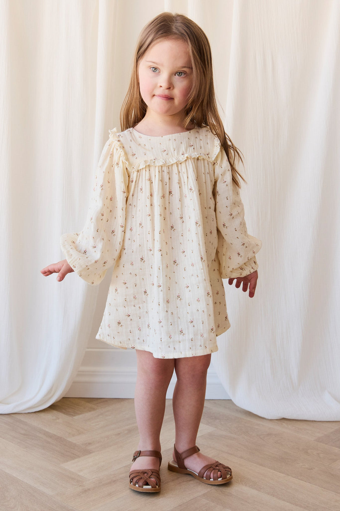 Organic Cotton Muslin Amira Dress - Dina Antique Childrens Dress from Jamie Kay Australia