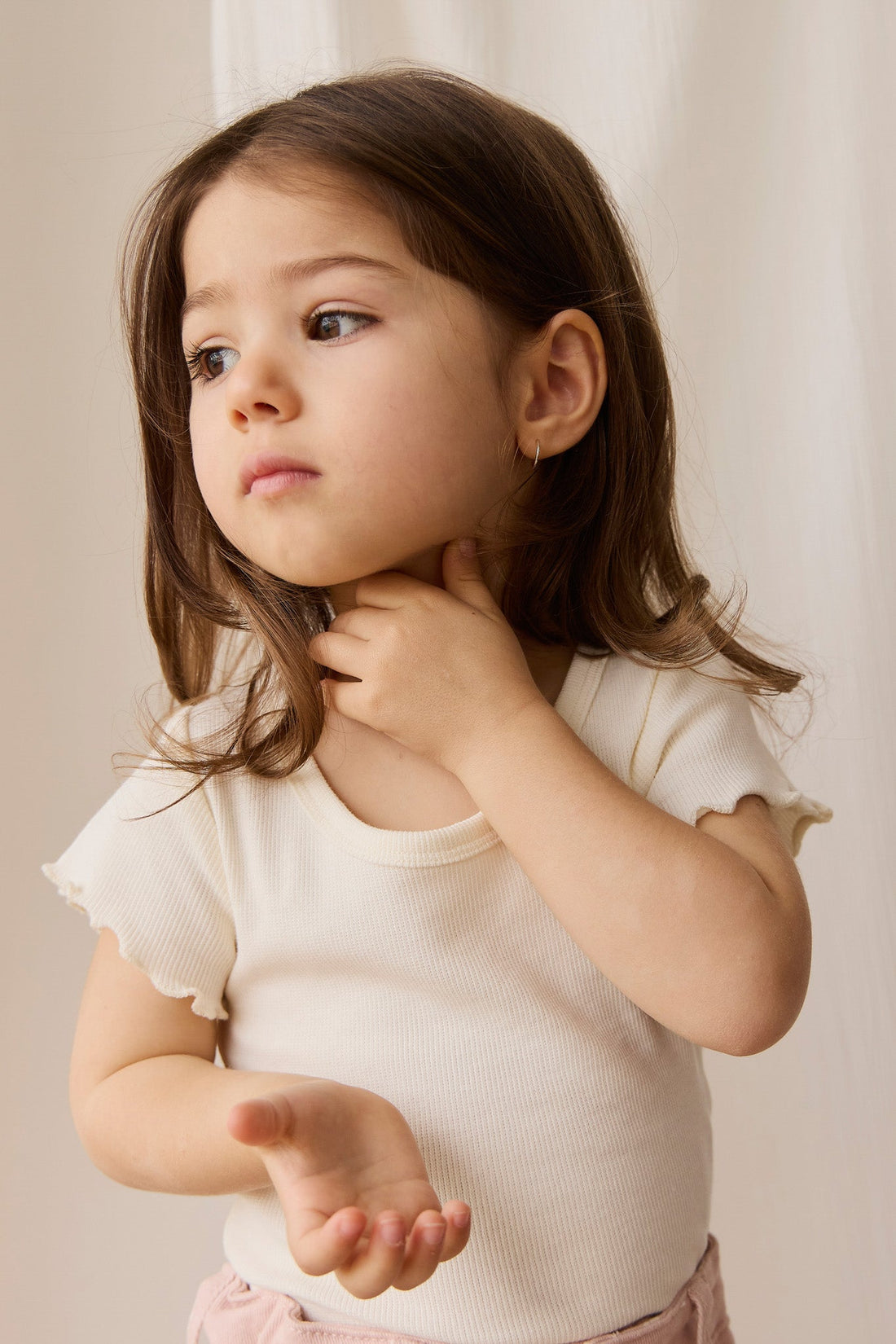 Organic Cotton Fine Rib Ines Top - Parchment Childrens Top from Jamie Kay Australia