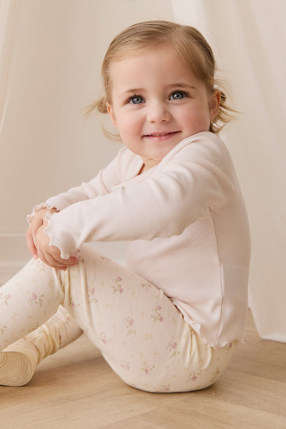 Organic Cotton Fine Rib Agathe Top - Blushed Rose Childrens Top from Jamie Kay Australia