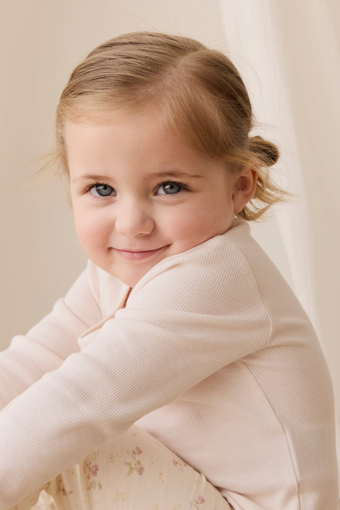 Organic Cotton Fine Rib Agathe Top - Blushed Rose Childrens Top from Jamie Kay Australia