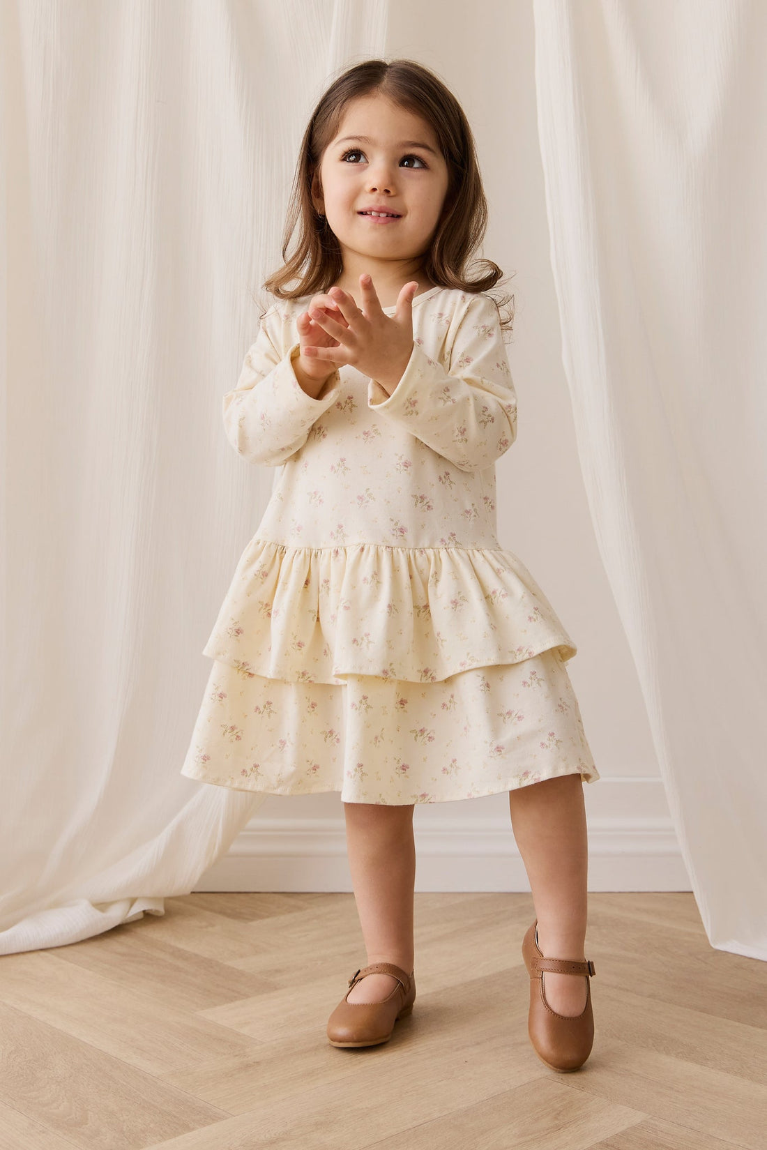 Organic Cotton Fayette Dress - Thelma Parchment Childrens Dress from Jamie Kay Australia