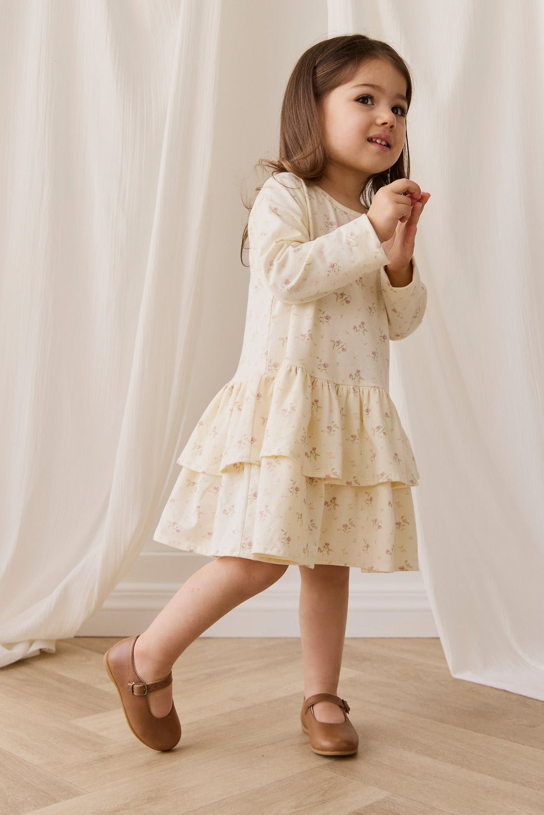 Organic Cotton Fayette Dress - Thelma Parchment Childrens Dress from Jamie Kay Australia