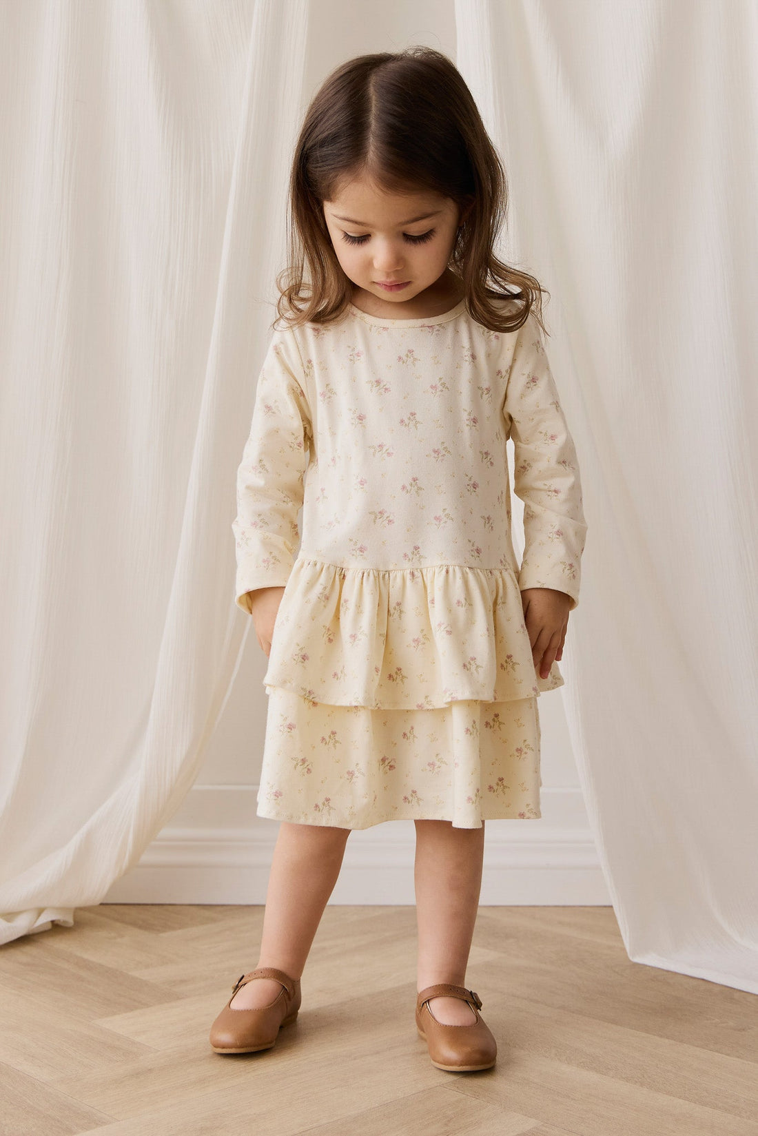 Organic Cotton Fayette Dress - Thelma Parchment Childrens Dress from Jamie Kay Australia