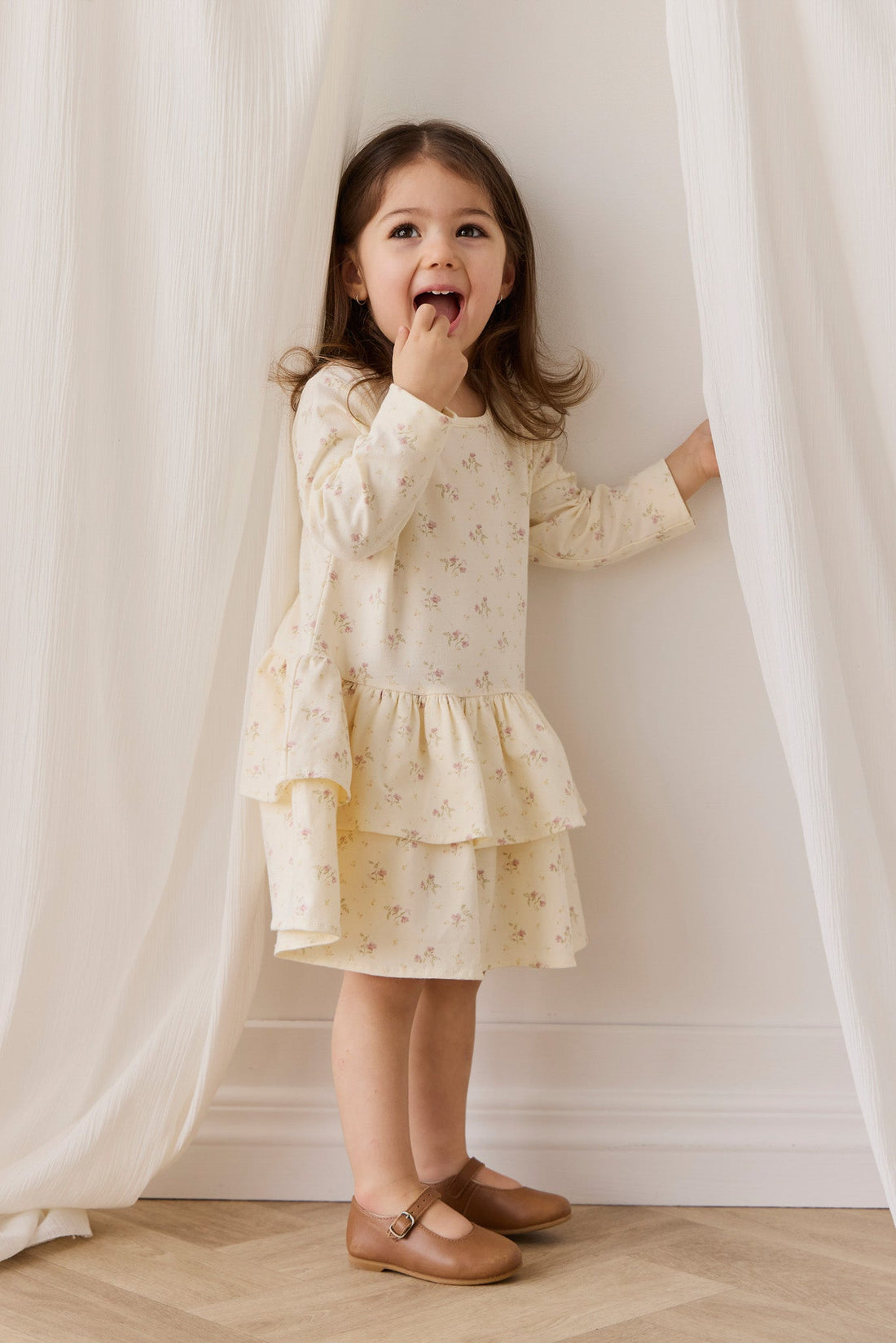Organic Cotton Fayette Dress - Thelma Parchment Childrens Dress from Jamie Kay Australia