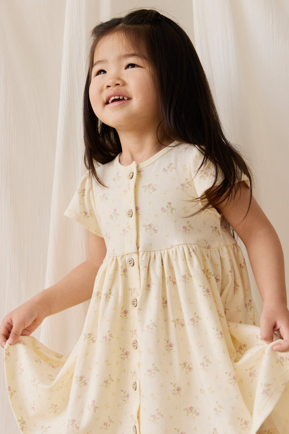 Organic Cotton Dahlia Dress - Thelma Parchment Childrens Dress from Jamie Kay Australia