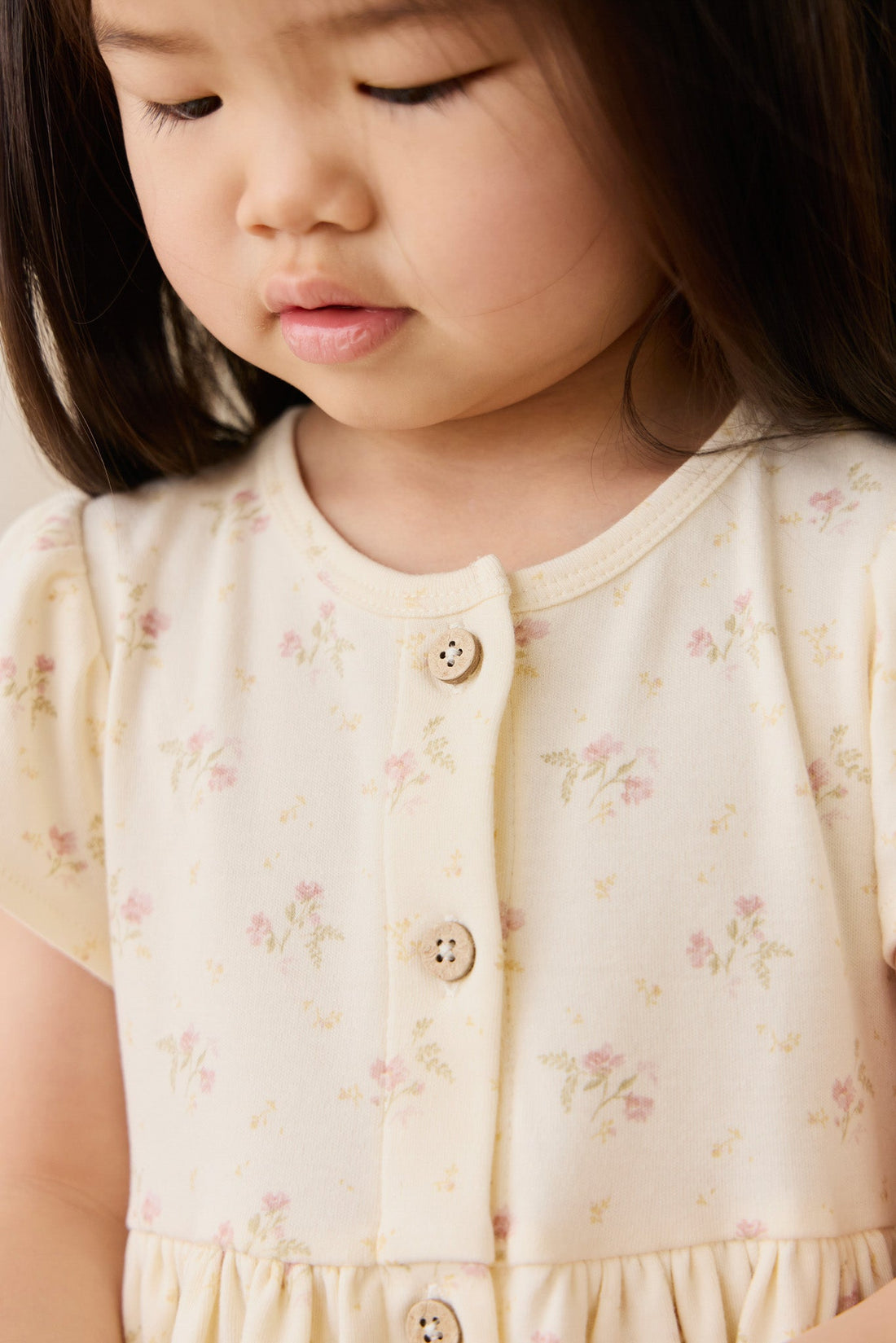 Organic Cotton Dahlia Dress - Thelma Parchment Childrens Dress from Jamie Kay Australia