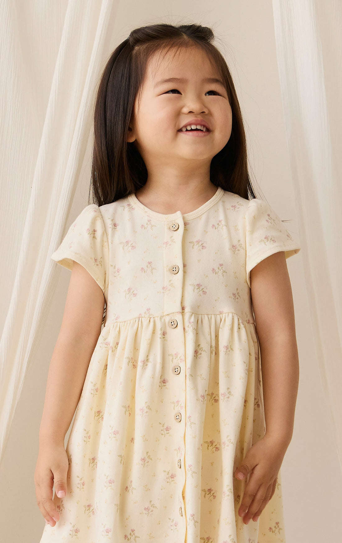 Organic Cotton Dahlia Dress - Thelma Parchment Childrens Dress from Jamie Kay Australia