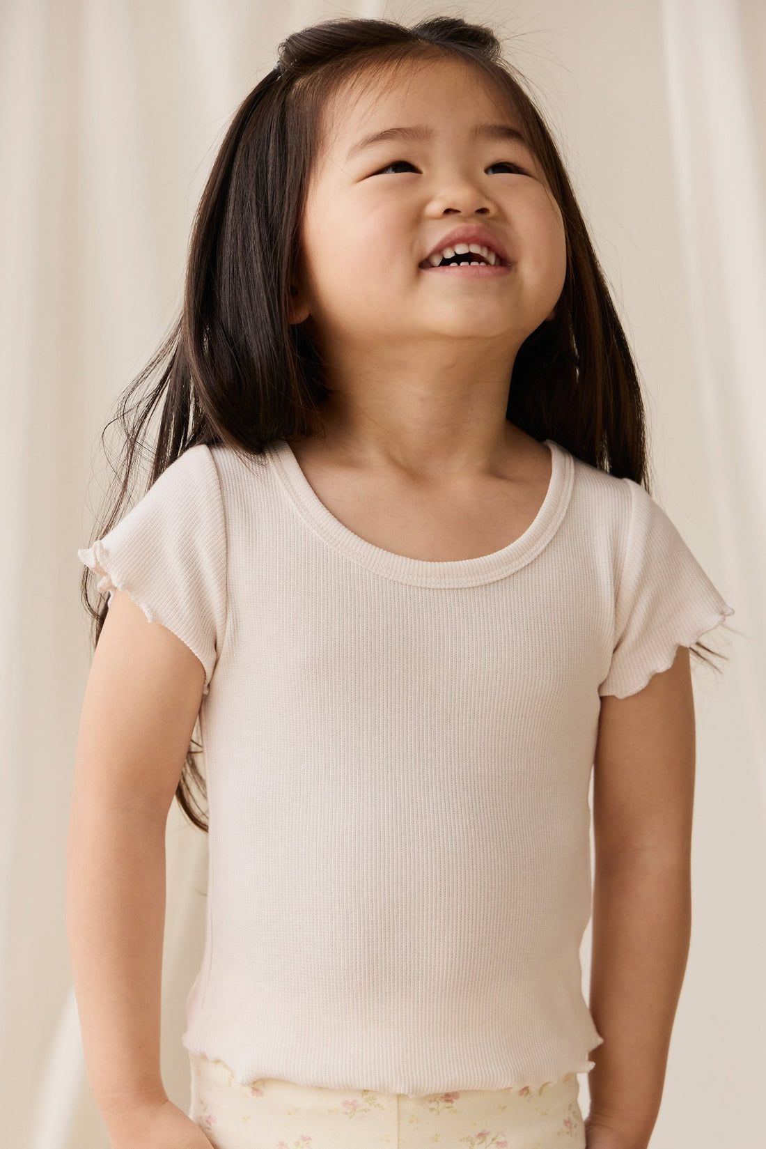 Organic Cotton Fine Rib Ines Top - Blushed Rose Childrens Top from Jamie Kay Australia