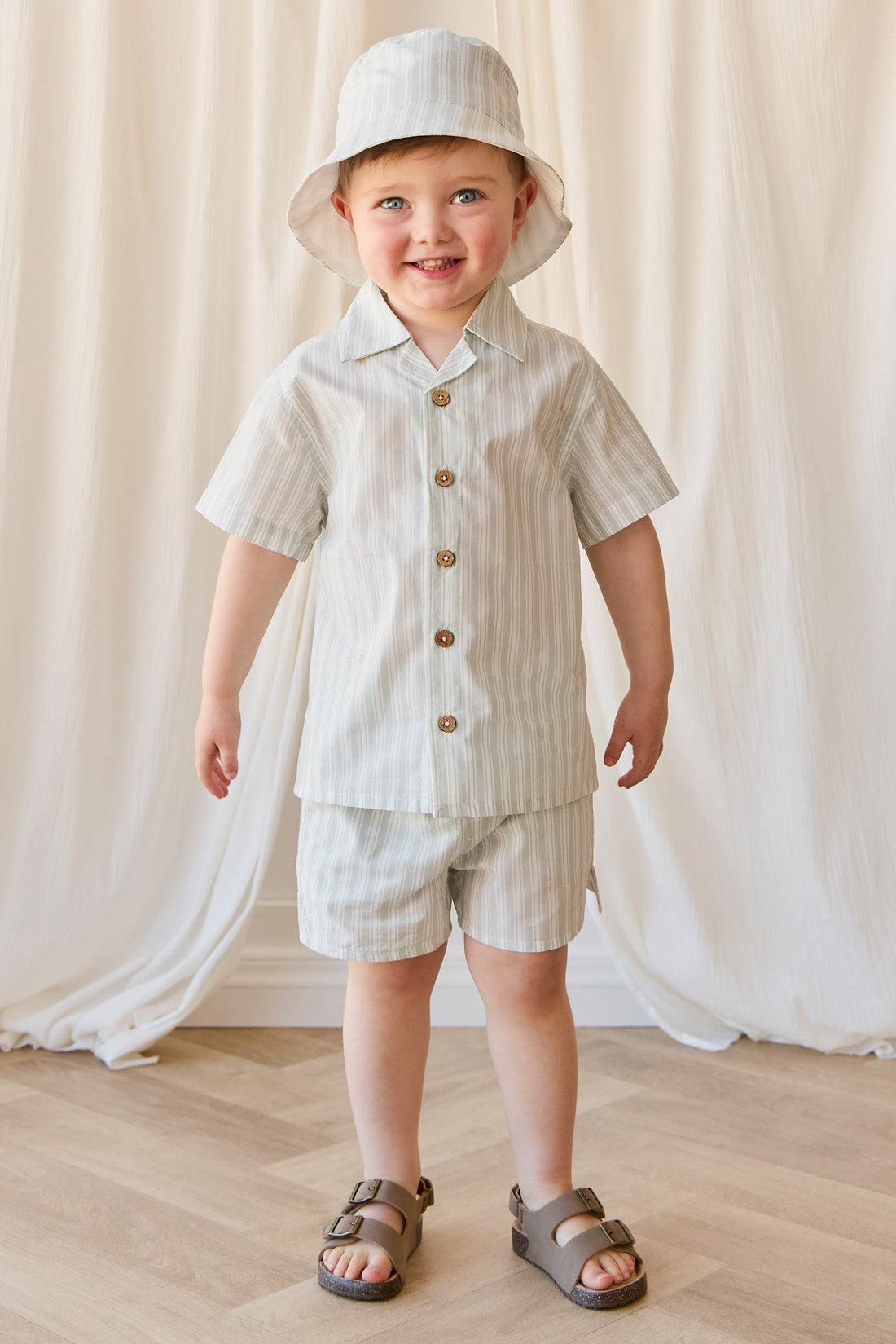Organic Cotton Silas Short - Variegated Stripe Shoreline Childrens Short from Jamie Kay Australia