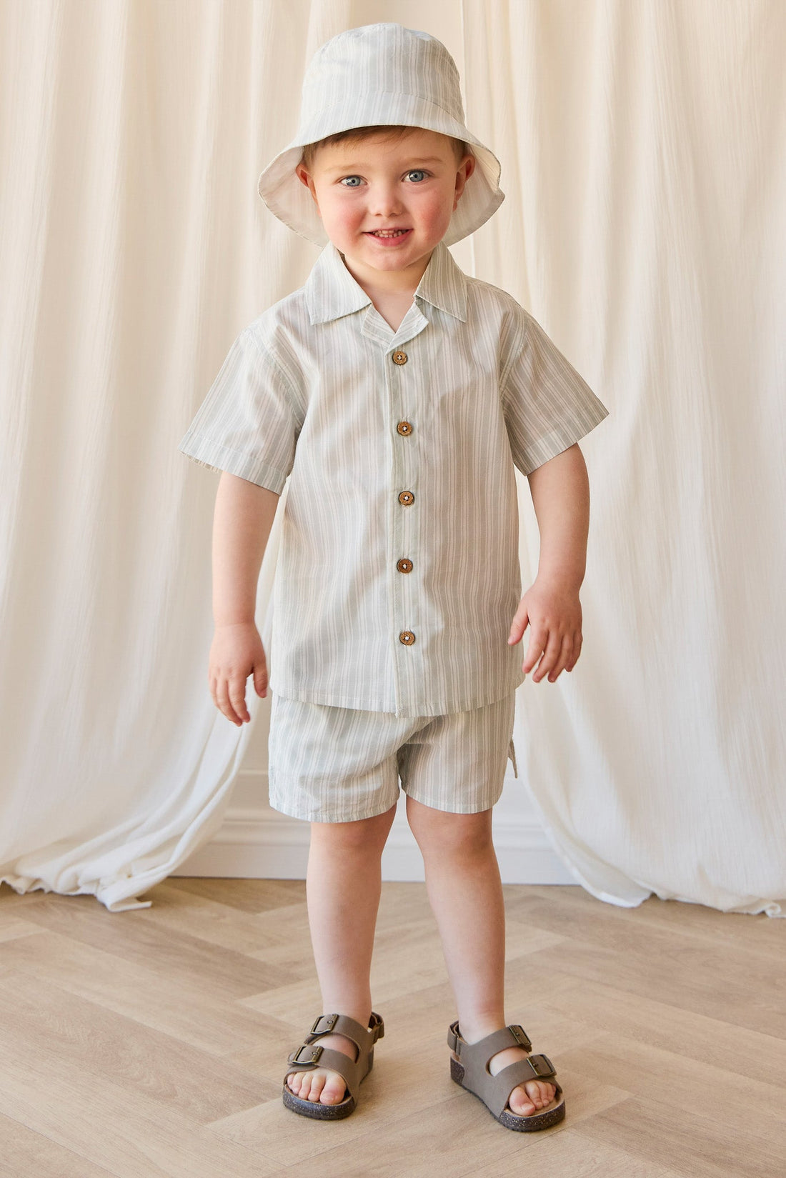 Organic Cotton Silas Shirt - Variegated Stripe Shoreline Childrens Shirt from Jamie Kay Australia