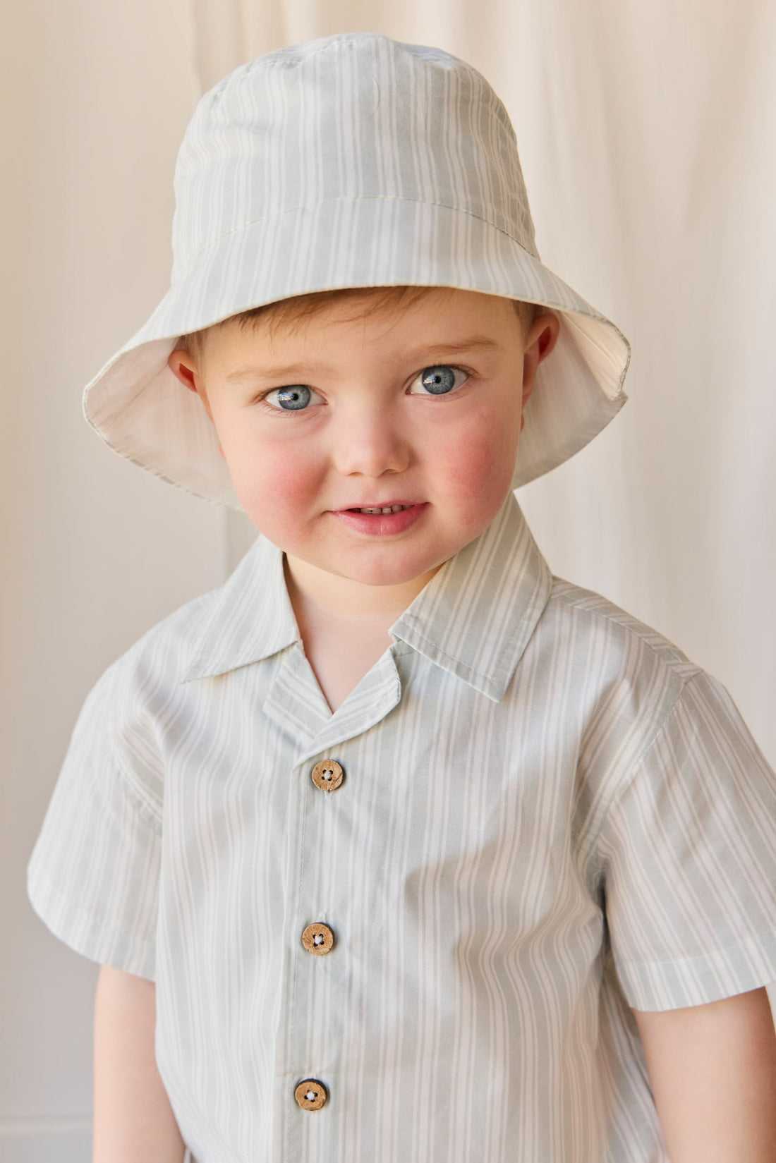Organic Cotton Silas Shirt - Variegated Stripe Shoreline Childrens Shirt from Jamie Kay Australia