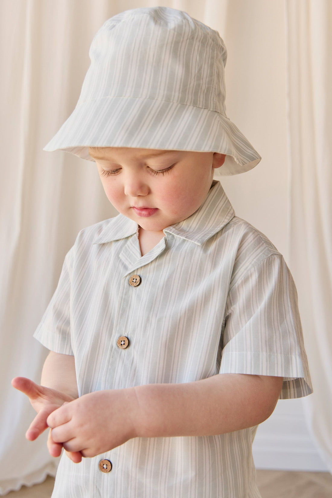 Organic Cotton Silas Shirt - Variegated Stripe Shoreline Childrens Shirt from Jamie Kay Australia