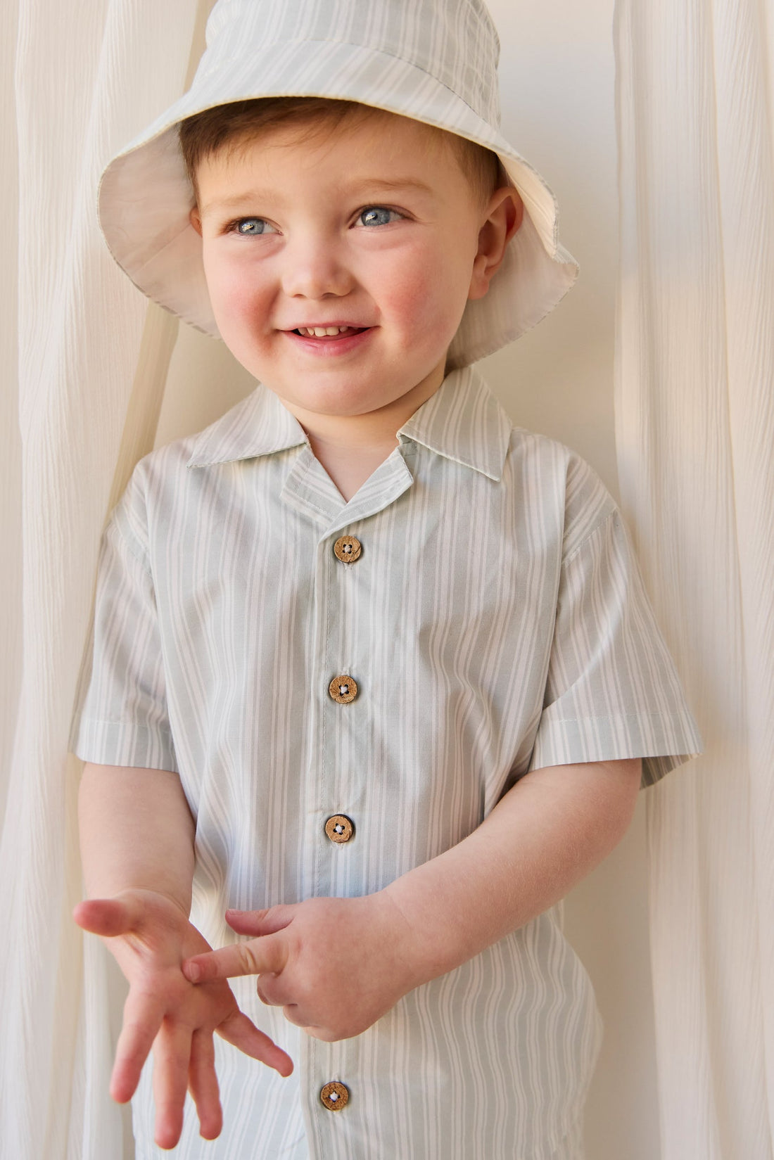 Organic Cotton Silas Shirt - Variegated Stripe Shoreline Childrens Shirt from Jamie Kay Australia