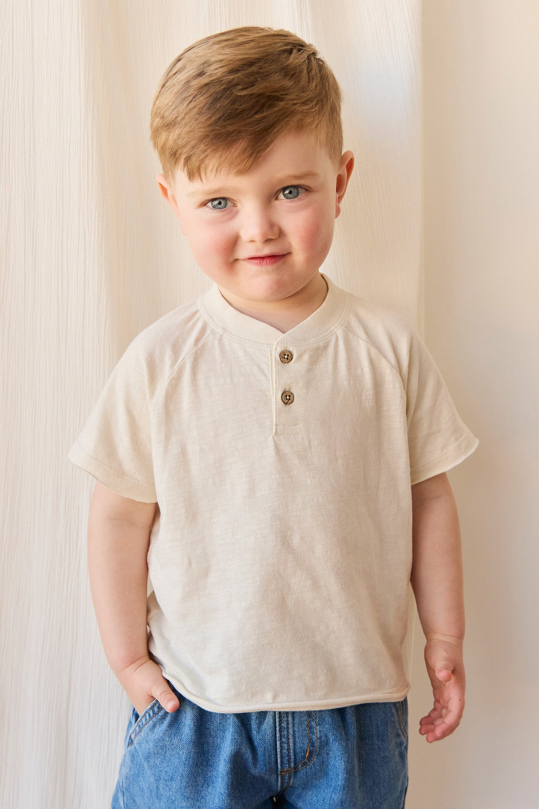 Organic Cotton Lewis Tee - Parchment Childrens Top from Jamie Kay Australia