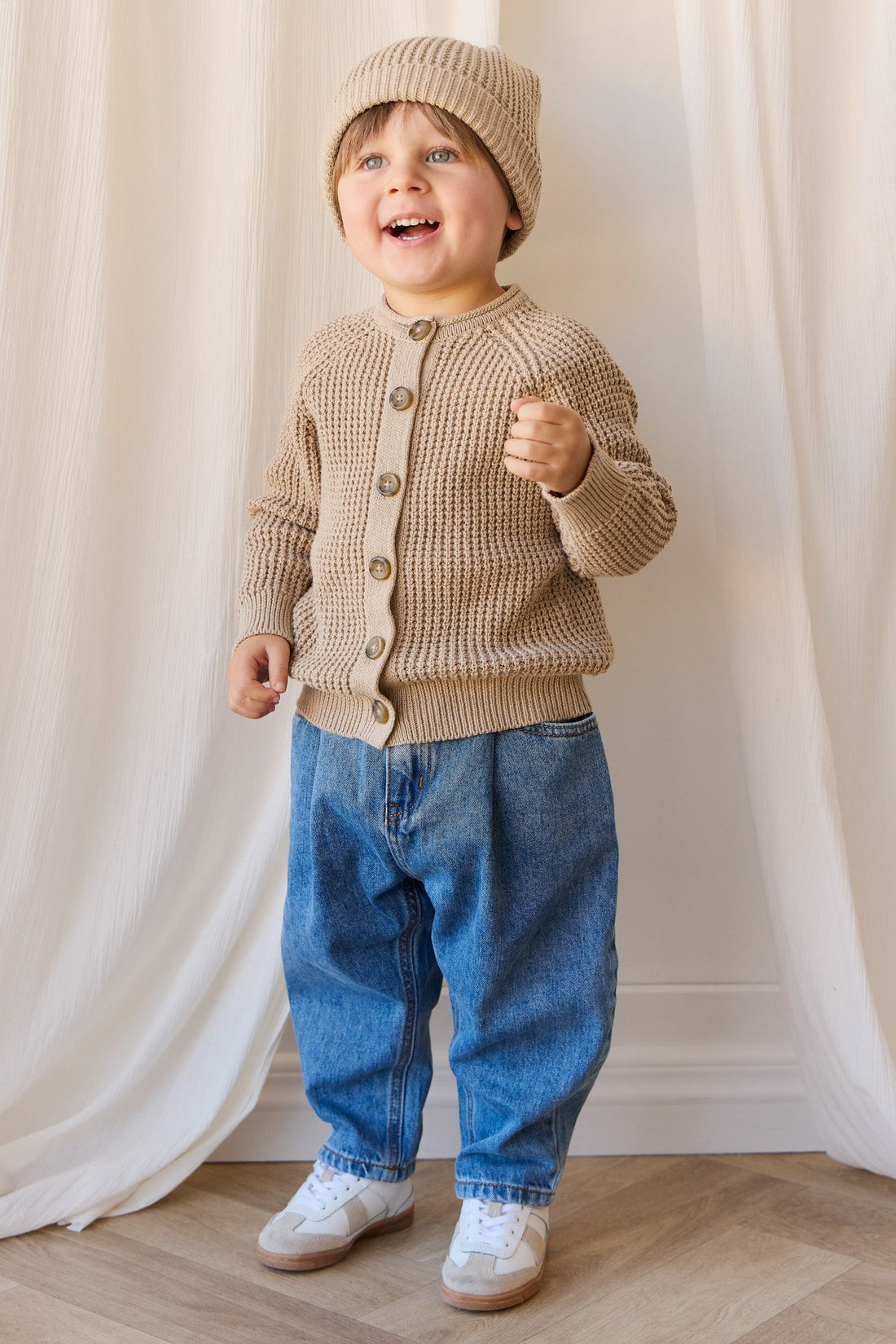 Lane Knit Cardigan - Sand Dune Marle Childrens Jumper from Jamie Kay Australia