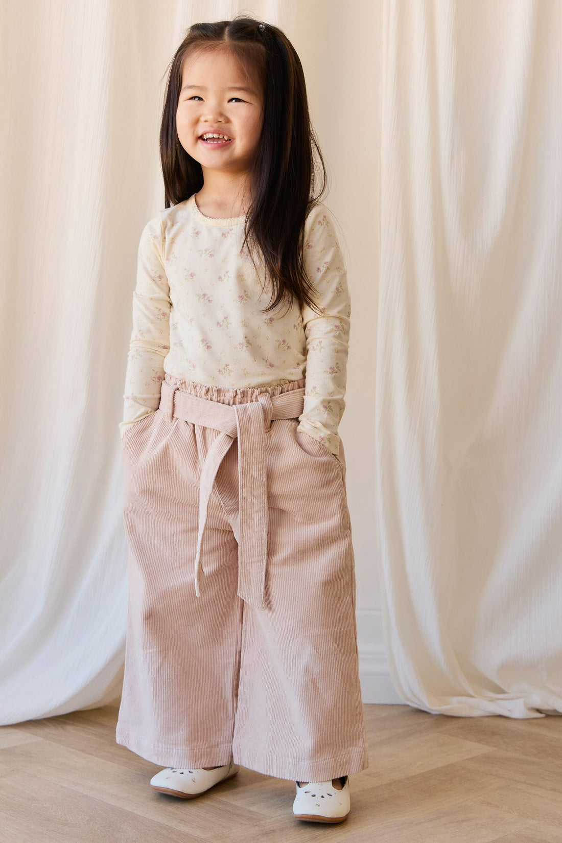 Organic Cotton Long Sleeve Top - Thelma Parchment Childrens Top from Jamie Kay Australia