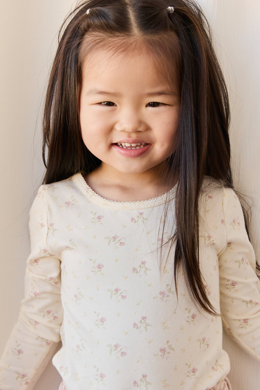 Organic Cotton Long Sleeve Top - Thelma Parchment Childrens Top from Jamie Kay Australia