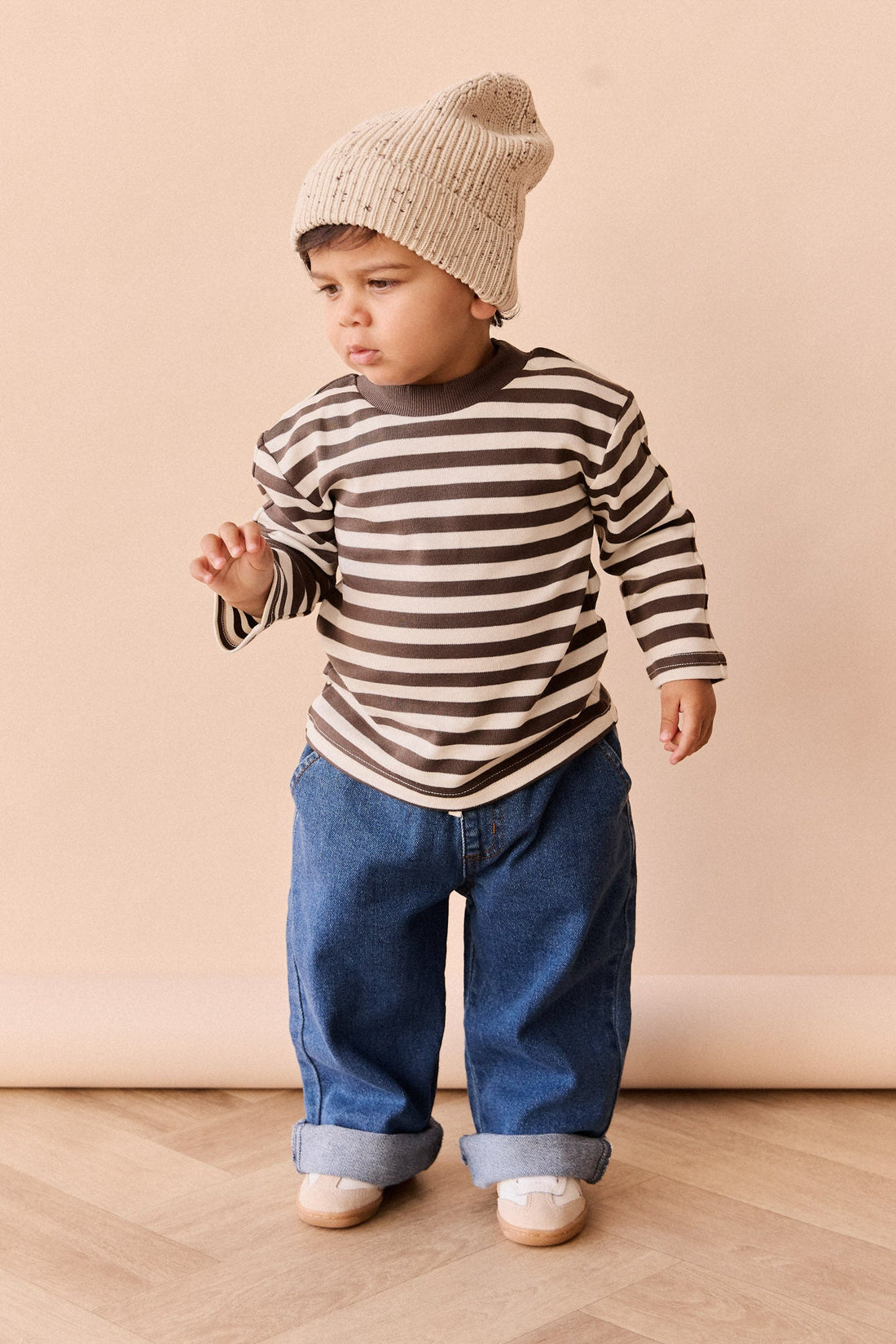 Johan Knit Beanie - Buff Fleck Childrens Hat from Jamie Kay Australia
