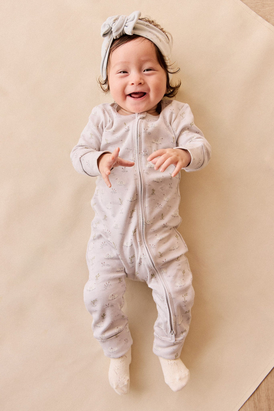 Organic Cotton Frankie Onepiece - Swanning Dawn Blue Childrens Onepiece from Jamie Kay Australia