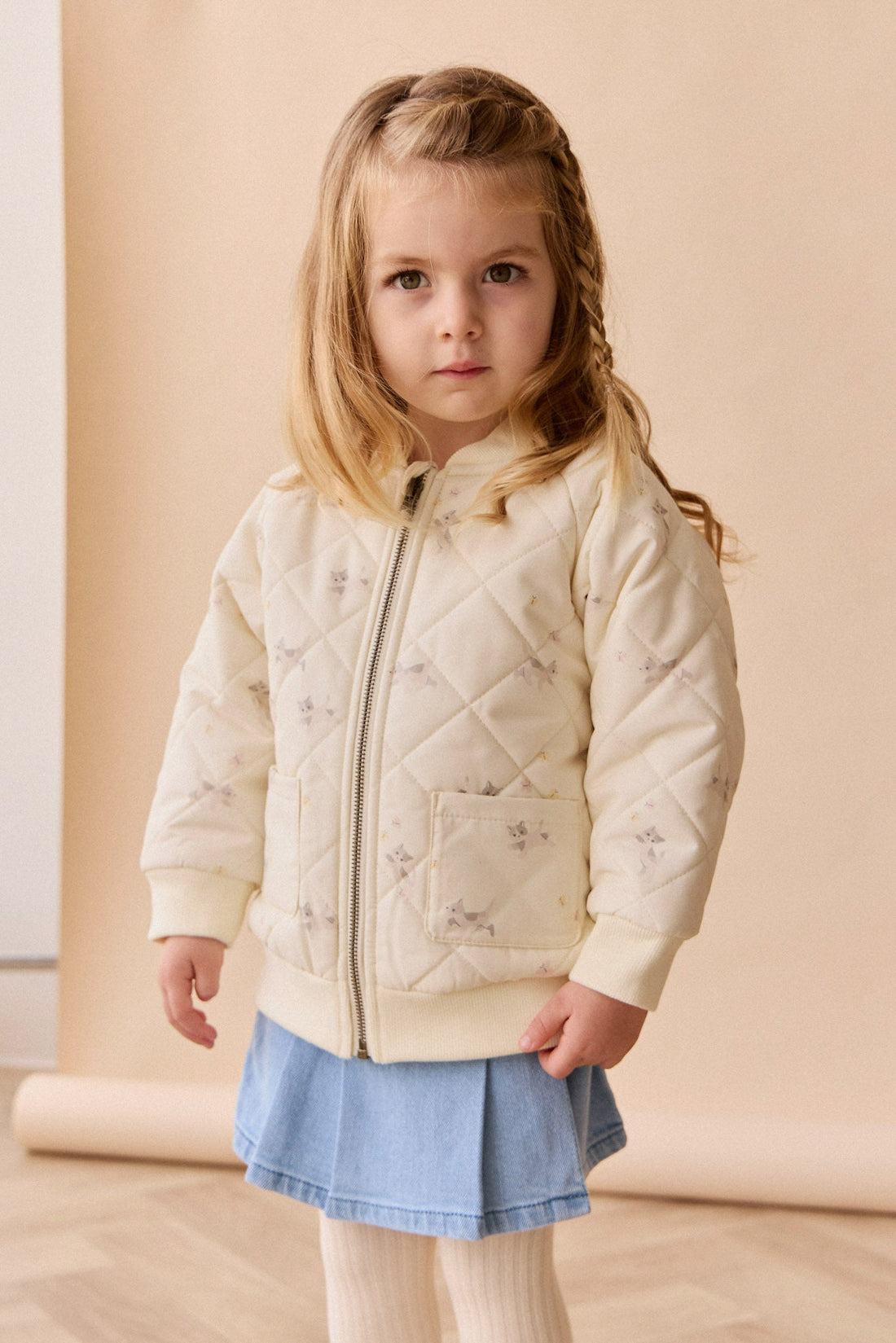 Cammy Jacket - Playful Kitten Whisper White Childrens Jacket from Jamie Kay Australia