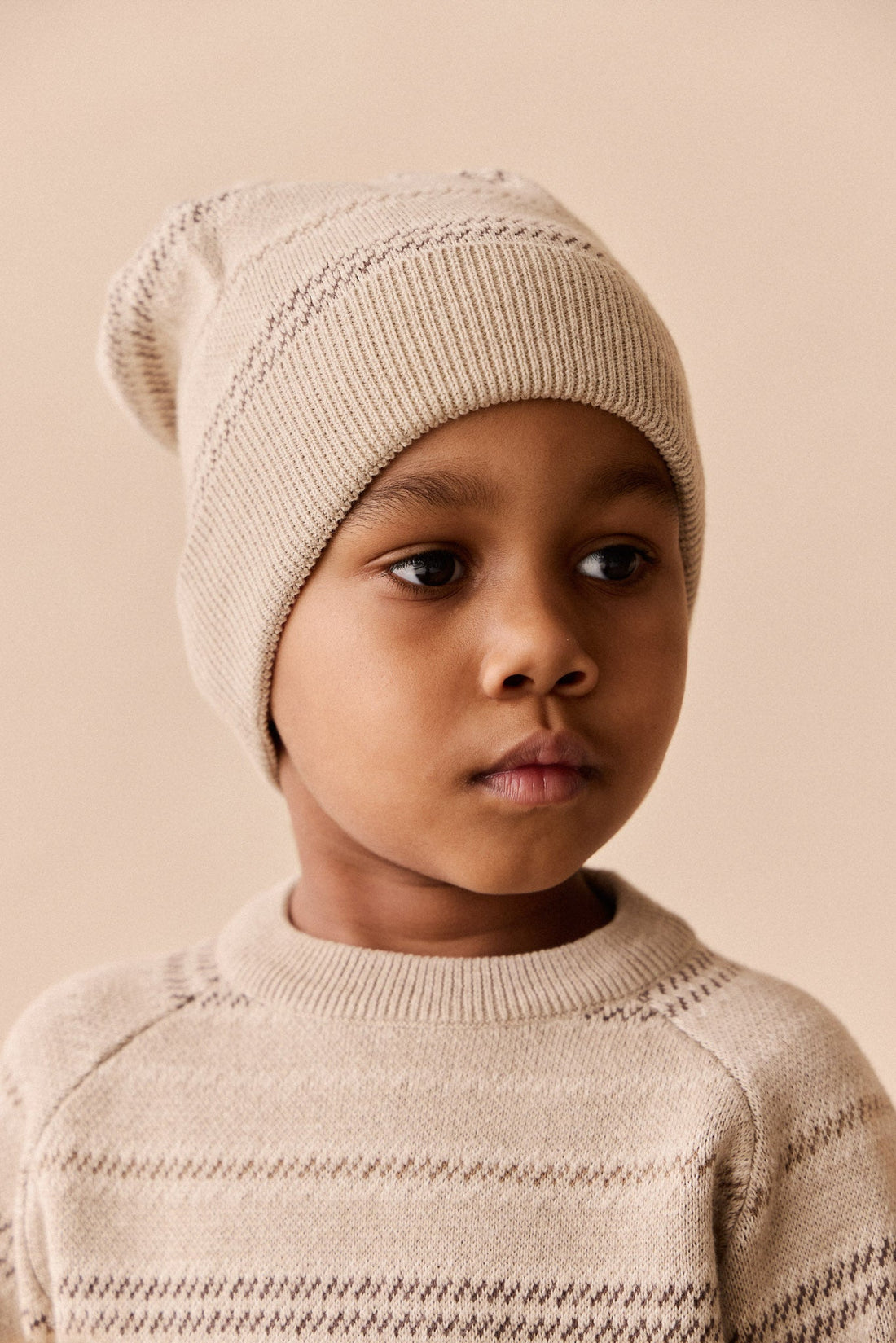Cedric Knit Beanie - Cedric Stripe Childrens Hat from Jamie Kay Australia