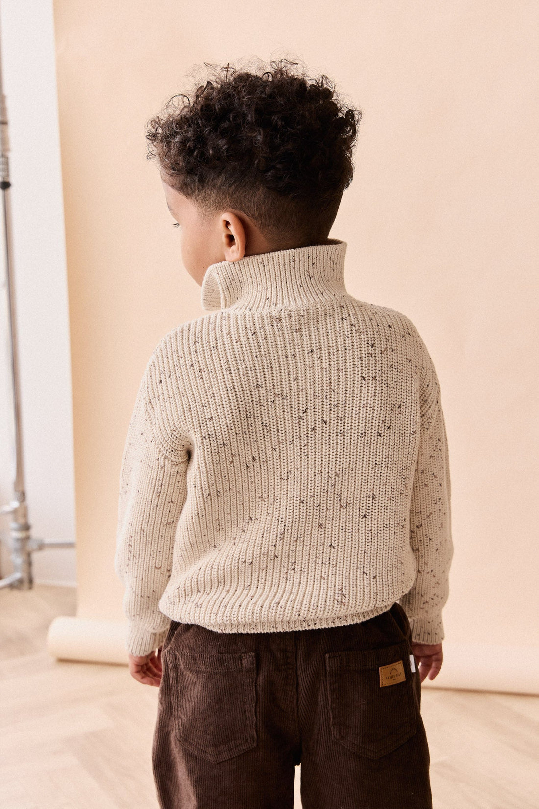 James Half Zip Jumper - Buff Fleck Childrens Jumper from Jamie Kay Australia