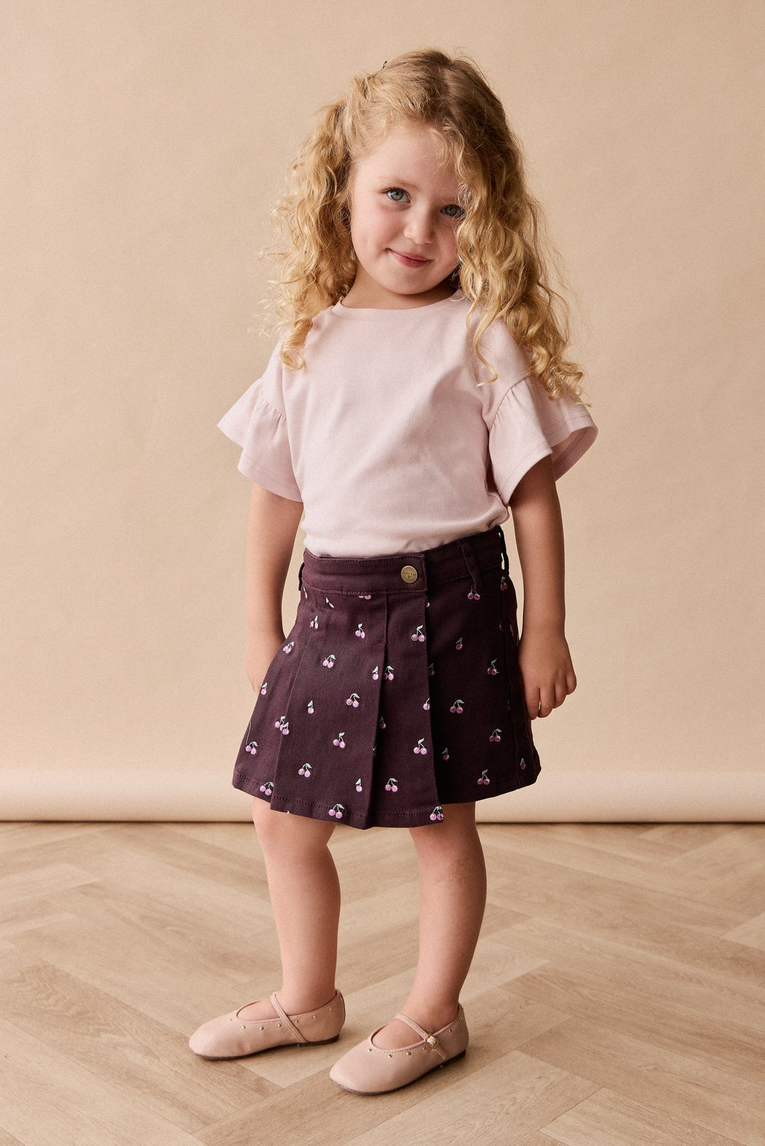 Pima Cotton Courtney Ruffle Top - Soft Misty Rose Childrens Top from Jamie Kay Australia