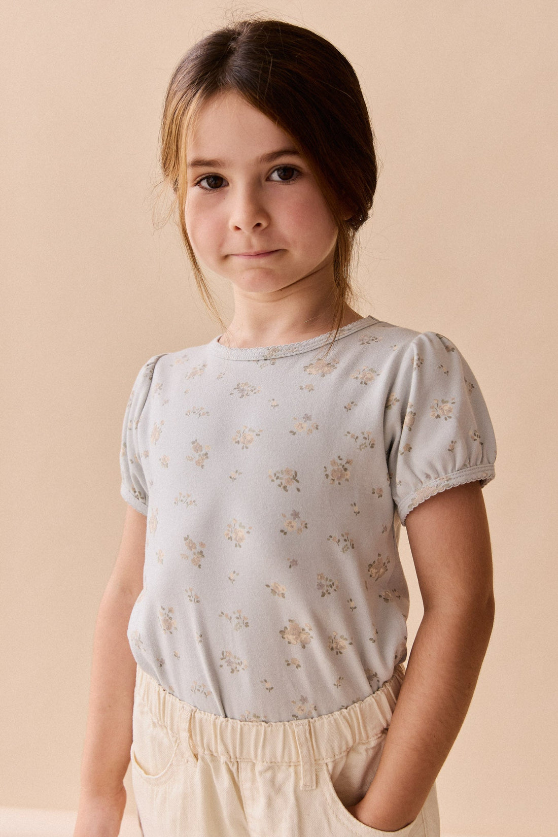 Organic Cotton Prarie Top - Petite Fleur Blue Childrens Top from Jamie Kay Australia