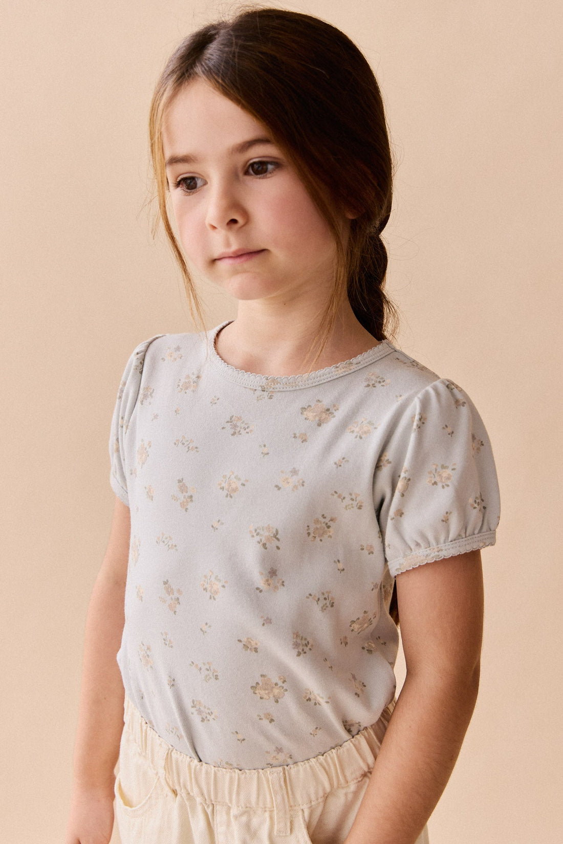 Organic Cotton Prarie Top - Petite Fleur Blue Childrens Top from Jamie Kay Australia