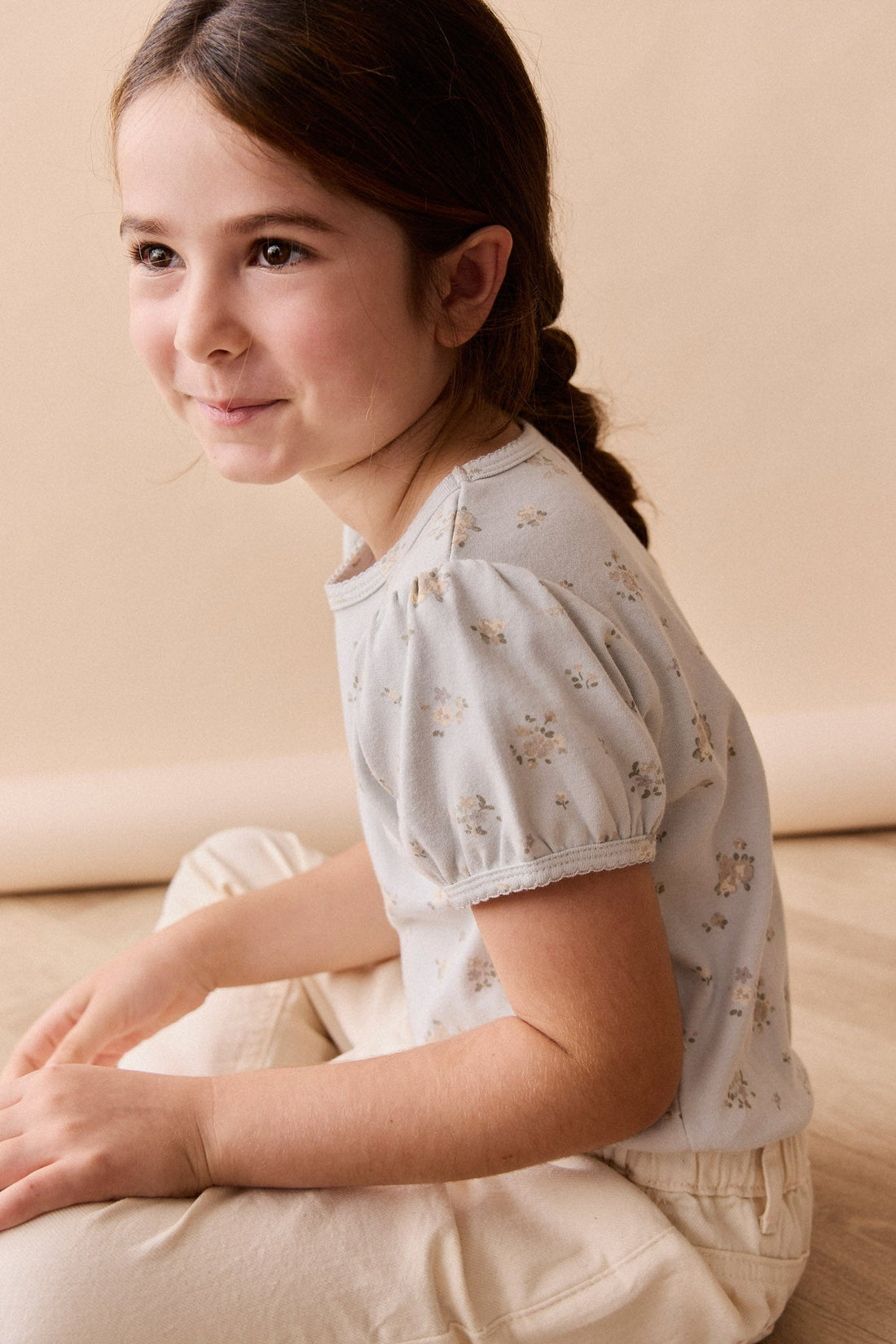 Organic Cotton Prarie Top - Petite Fleur Blue Childrens Top from Jamie Kay Australia