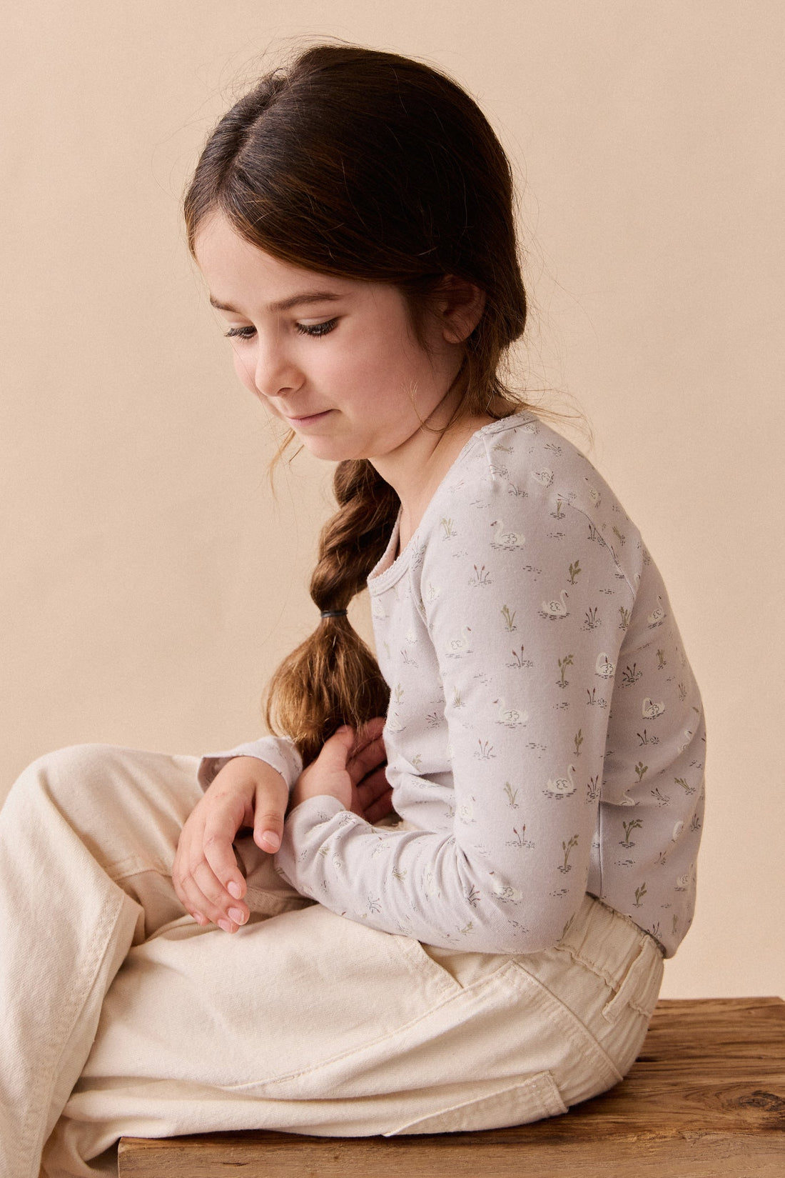 Organic Cotton Long Sleeve Top - Swanning Dawn Blue Childrens Top from Jamie Kay Australia