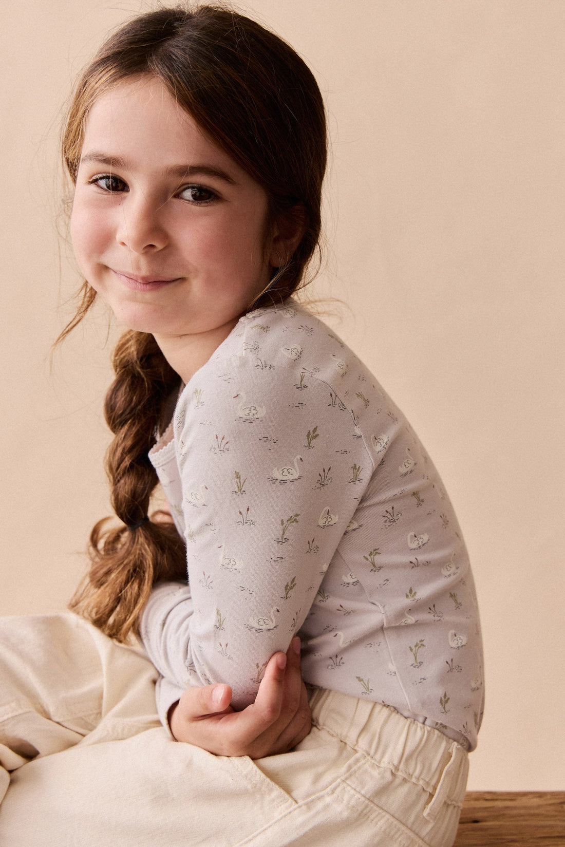 Organic Cotton Long Sleeve Top - Swanning Dawn Blue Childrens Top from Jamie Kay Australia