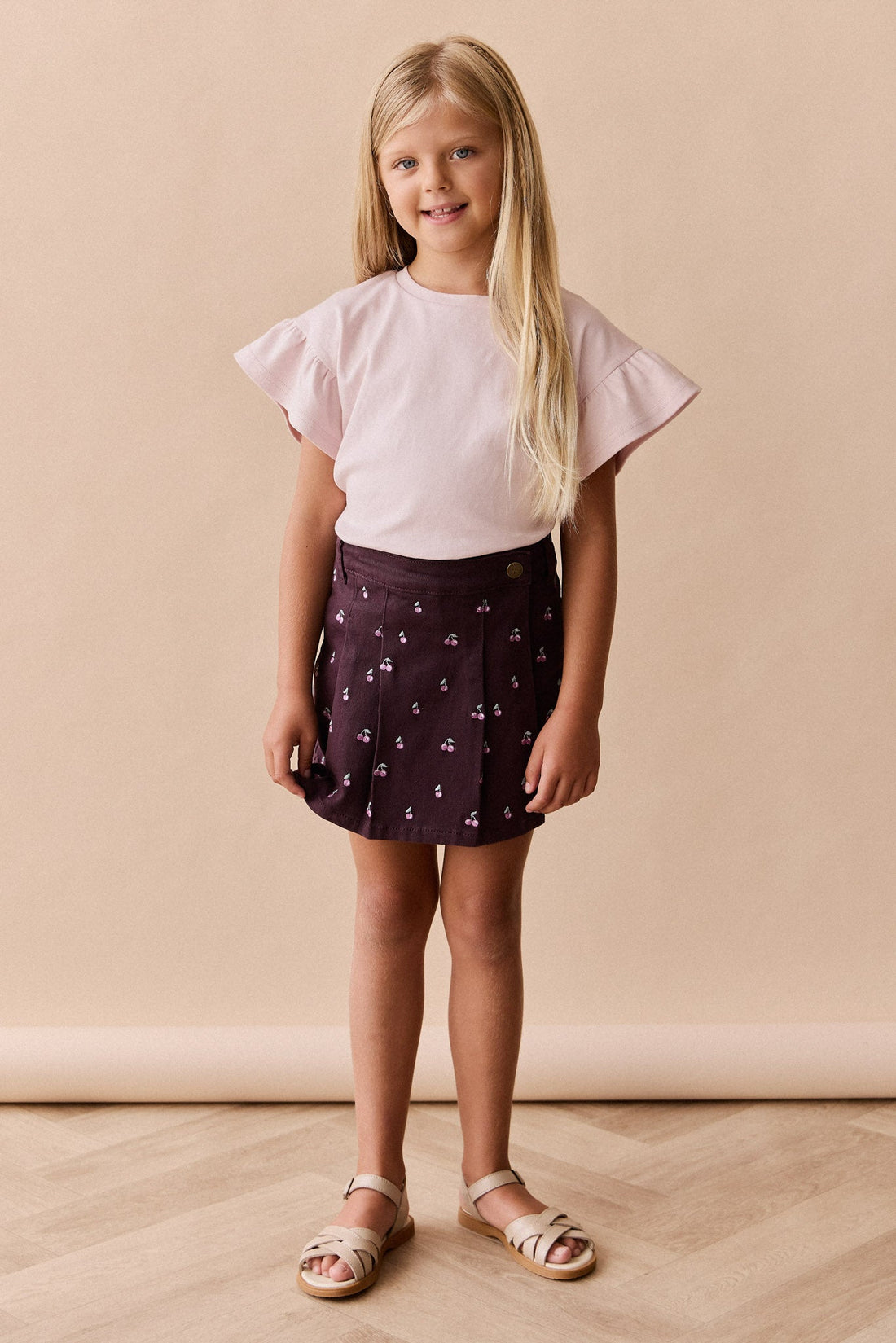 Pima Cotton Courtney Ruffle Top - Soft Misty Rose Childrens Top from Jamie Kay Australia