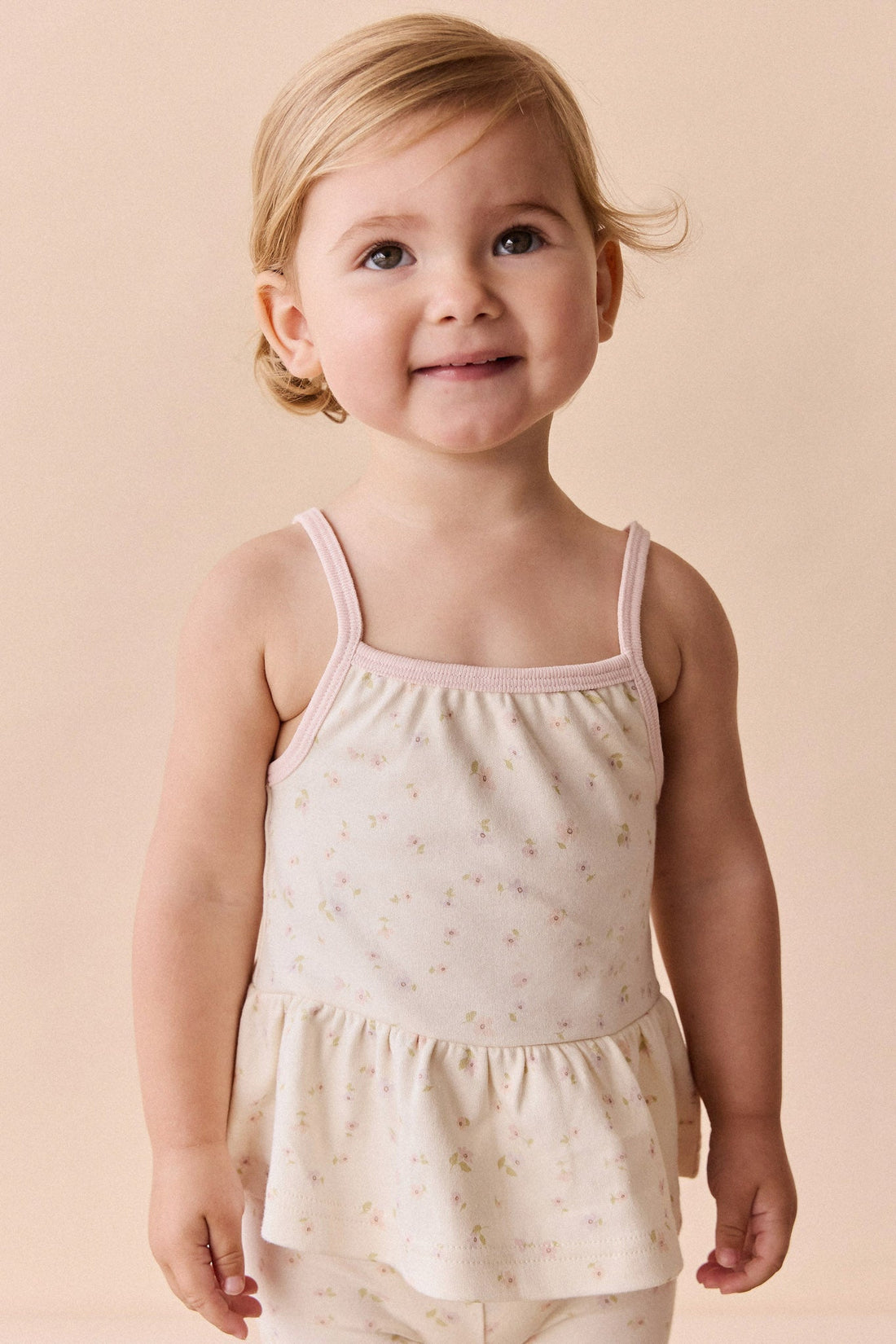 Organic Cotton Meadow Singlet - Briella Whisper Childrens Singlet from Jamie Kay Australia