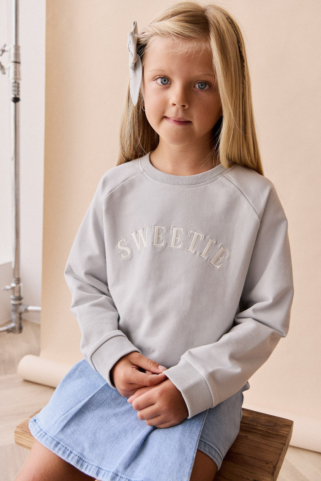 Organic Cotton Mimi Sweatshirt - Dawn Blue Sweetie Childrens Top from Jamie Kay Australia