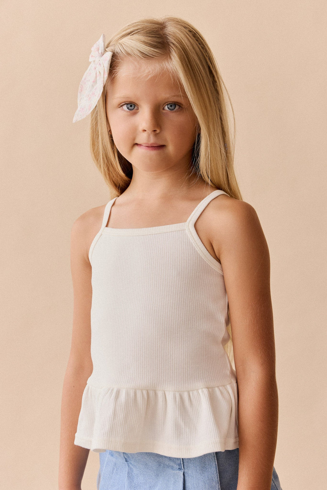 Organic Cotton Fine Rib Lillian Top - Parchment Childrens Top from Jamie Kay Australia