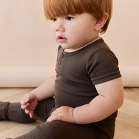 Organic Cotton Modal Darcy Rib Tee Bodysuit - Dark Coffee Childrens Bodysuit from Jamie Kay Australia